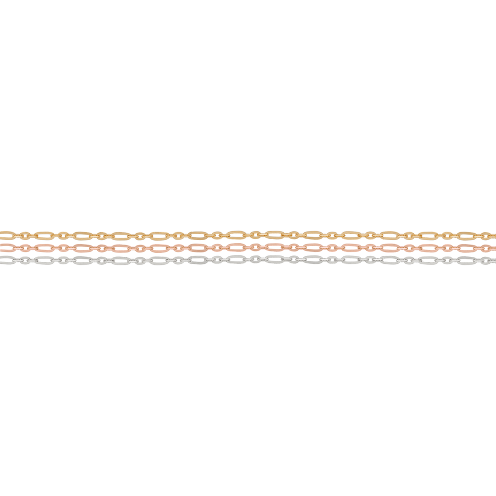 Figaro Diamond Cut Chain · 14K Solid Gold