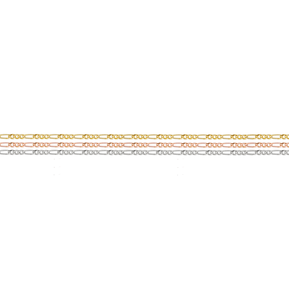 Flat Figaro Chain · 14K Solid Gold