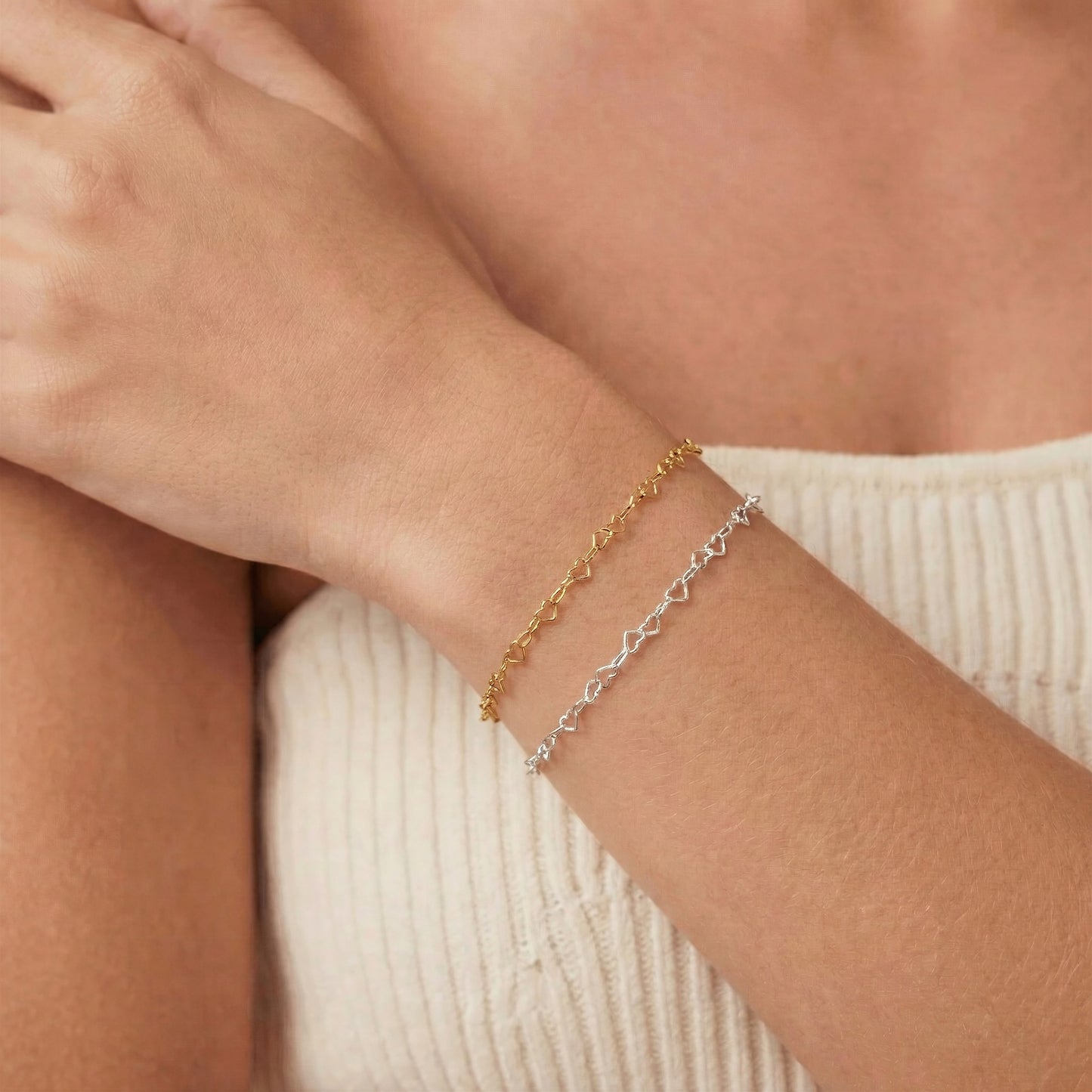 Hearts Chain · 14k Gold Filled and Sterling Silver